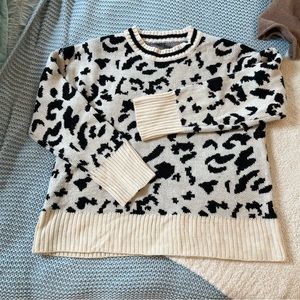 Leopard Print Drop Shoulder Sweater